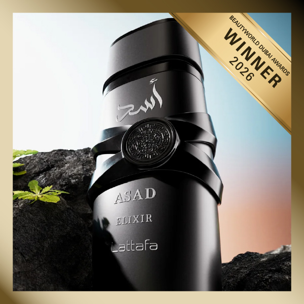 Imagem oficial do vencedor Asad Elixir na categoria Popular Fragrance of the Year, Beautyworld Dubai Awards 2026