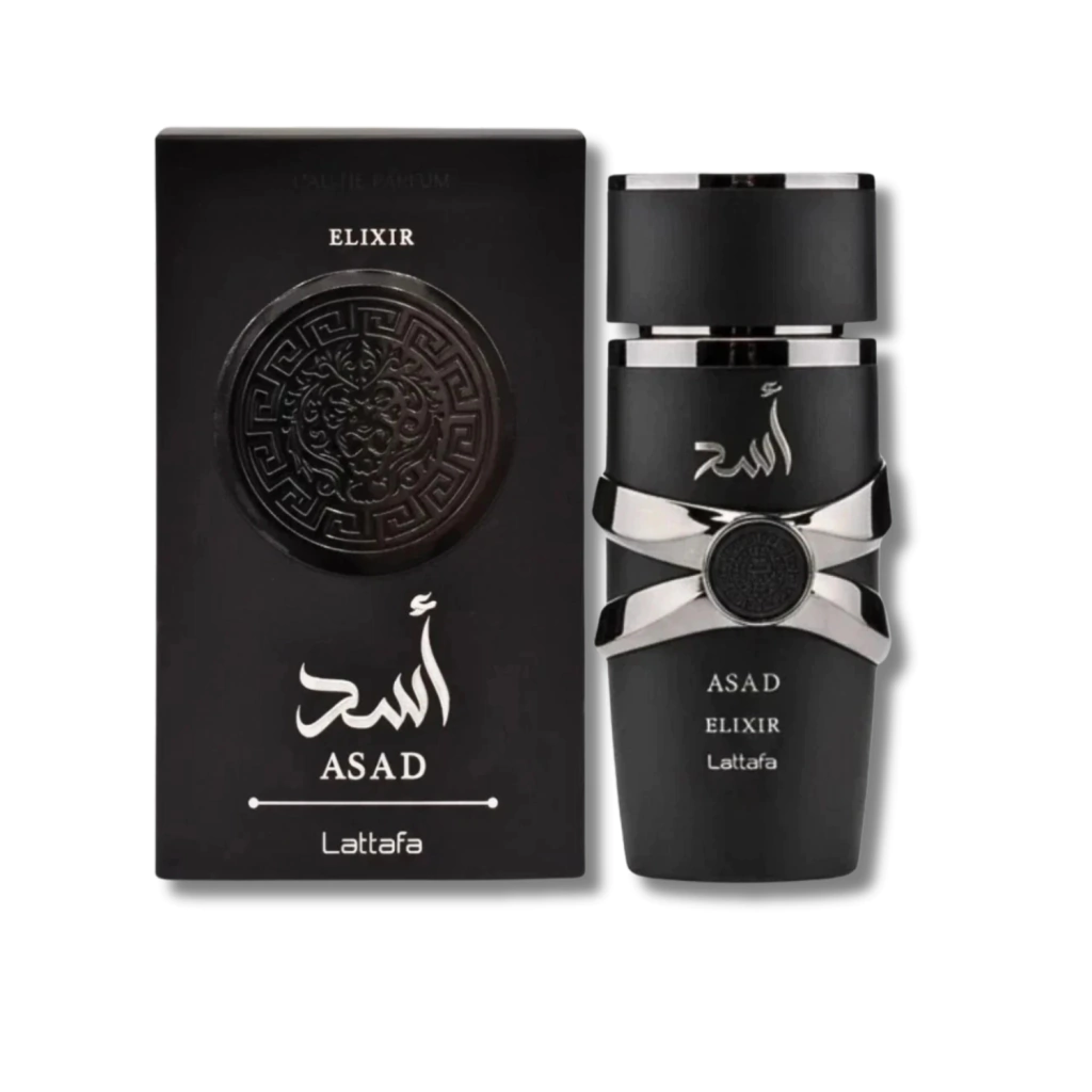 Asad Elixir Lattafa em imagem do catálogo da Katia Almeida acessórios