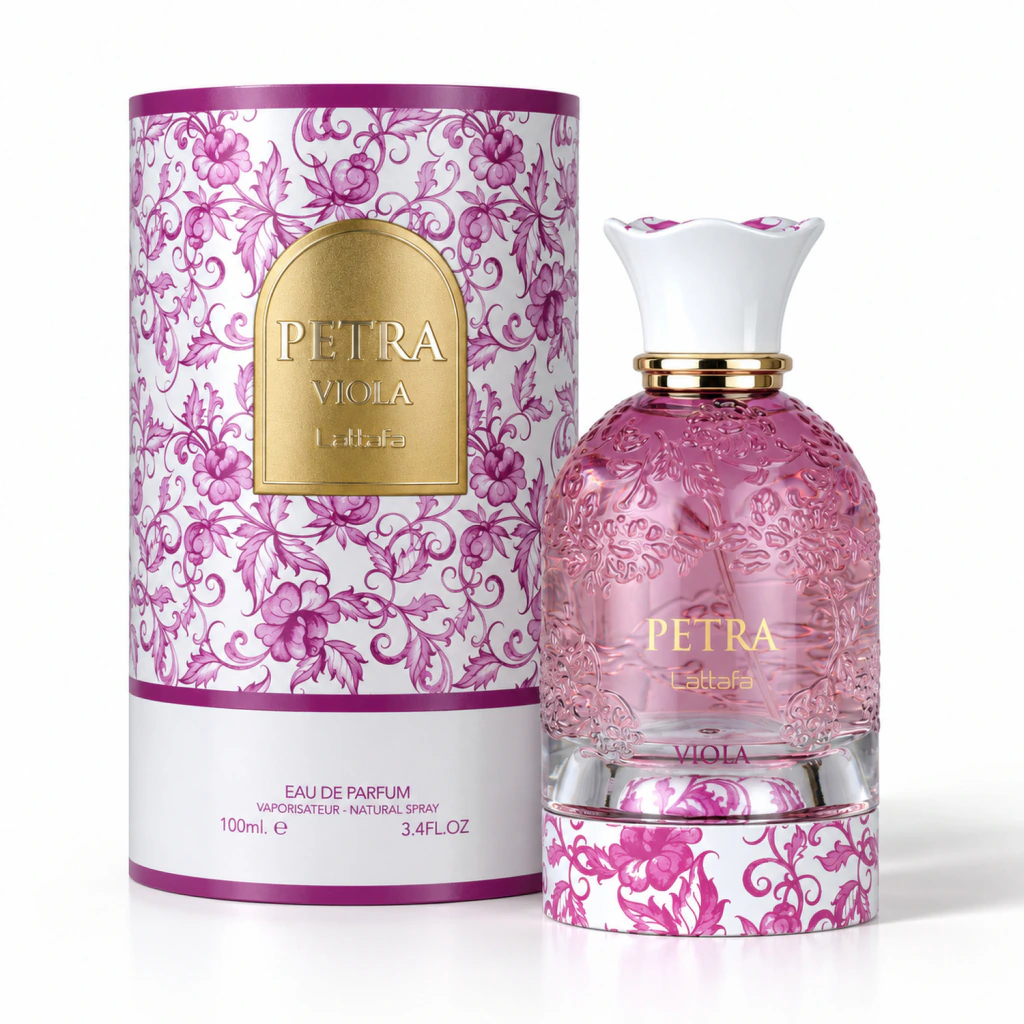 Petra Viola Lattafa Eau de Parfum de 100 ml — foto do catálogo da Katia Almeida acessórios