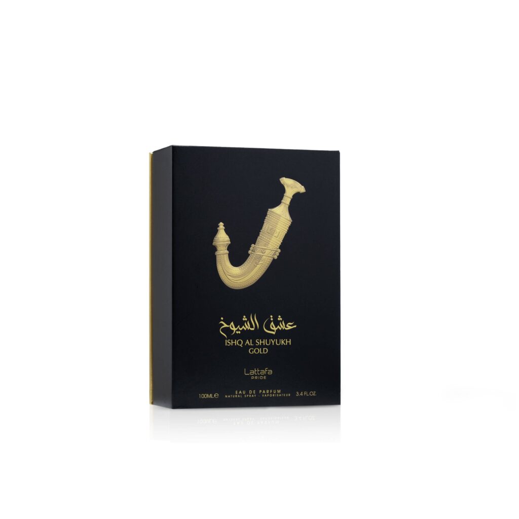 Ishq Al Shuyukh Gold Lattafa de 100 ml — imagem 3 da embalagem e apresentação do produto